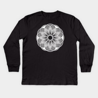 Trippy Mandala White Kids Long Sleeve T-Shirt